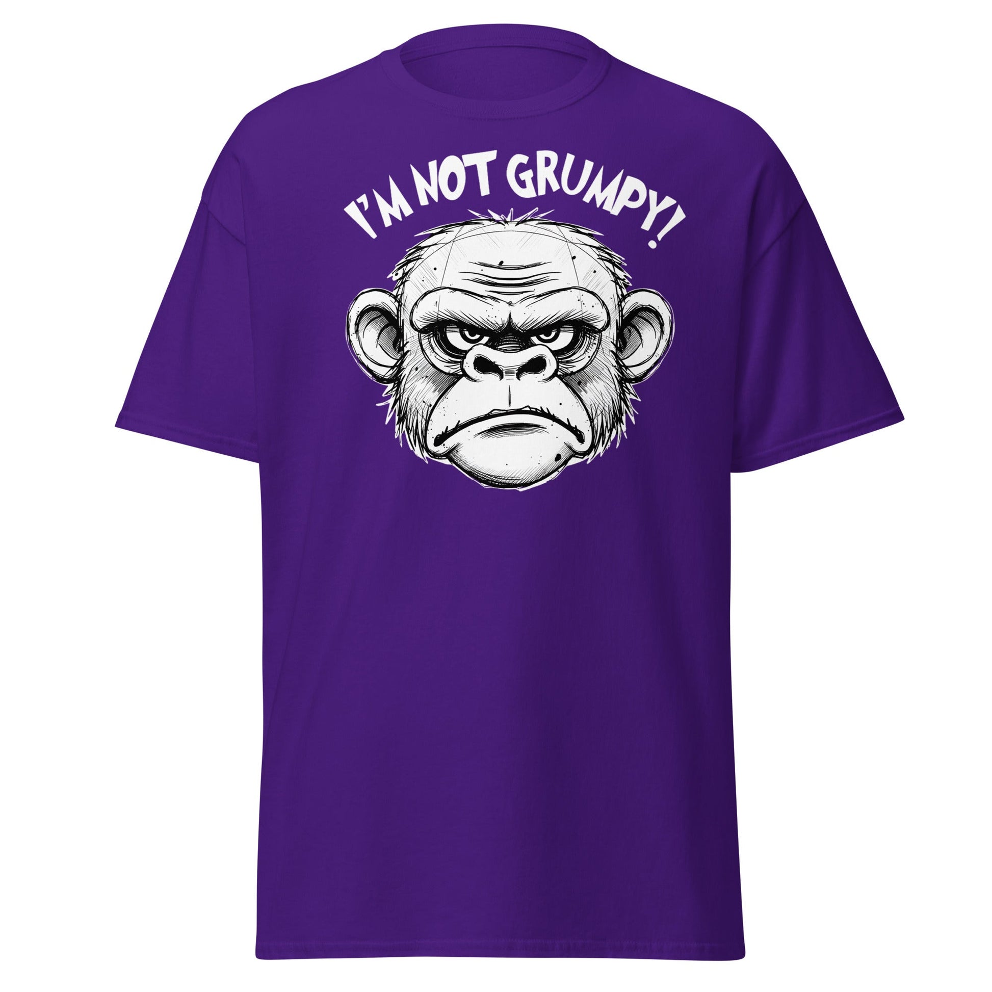 I'm Not Grumpy Monkey T-Shirt - Funny Sarcastic Ape Tee - Purple - T-Shirts Online