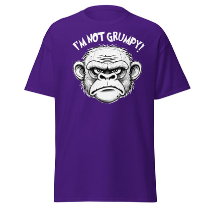I'm Not Grumpy Monkey T-Shirt - Funny Sarcastic Ape Tee - Purple - T-Shirts Online
