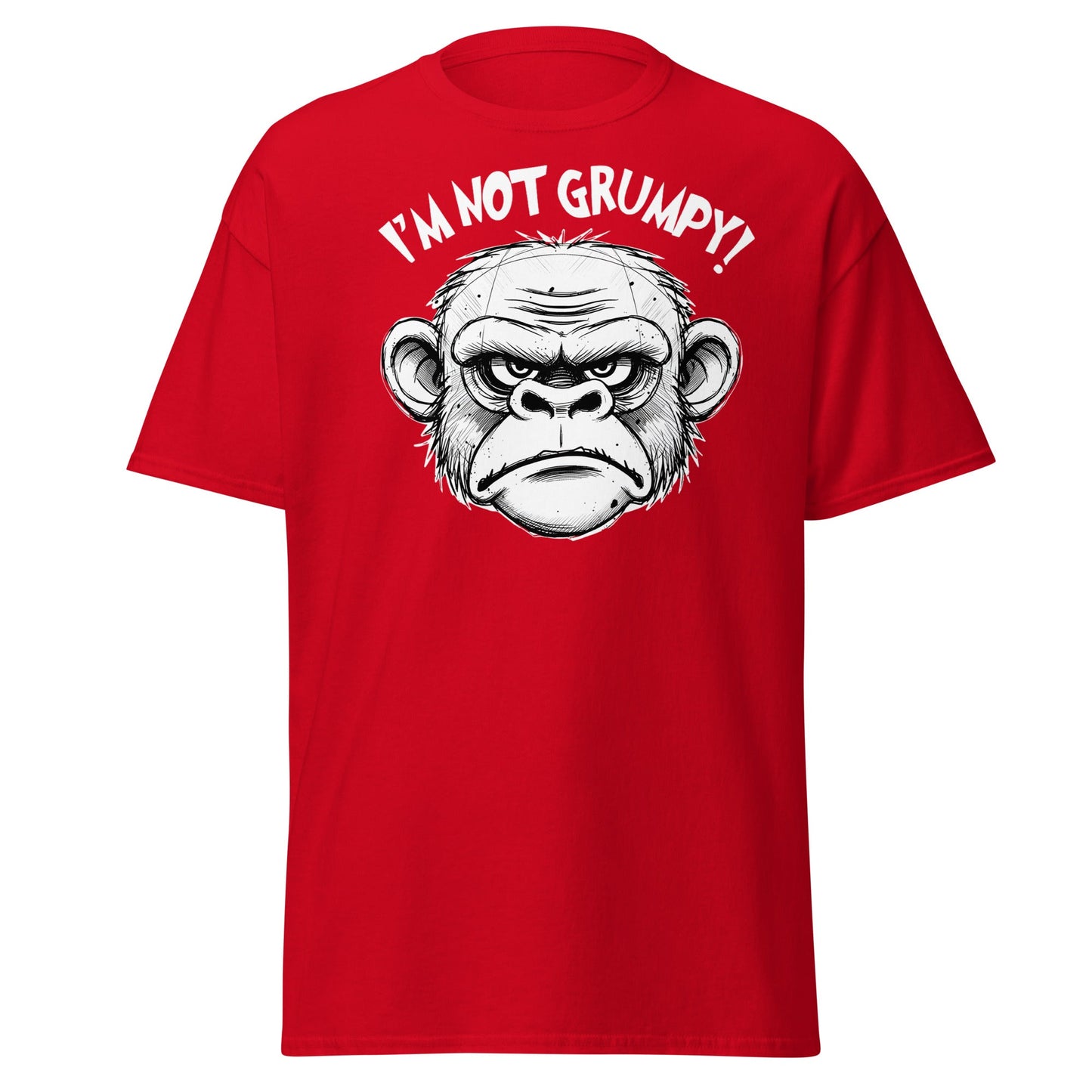 I'm Not Grumpy Monkey T-Shirt - Funny Sarcastic Ape Tee - Red - T-Shirts Online