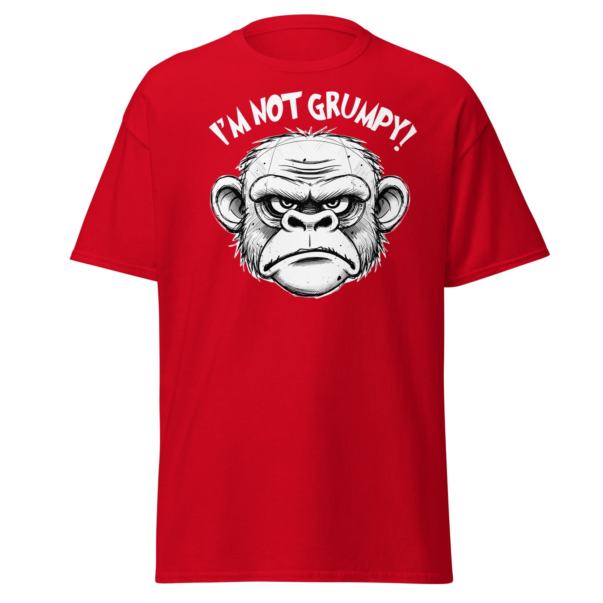 I'm Not Grumpy Monkey T-Shirt - Funny Sarcastic Ape Tee - Red - T-Shirts Online
