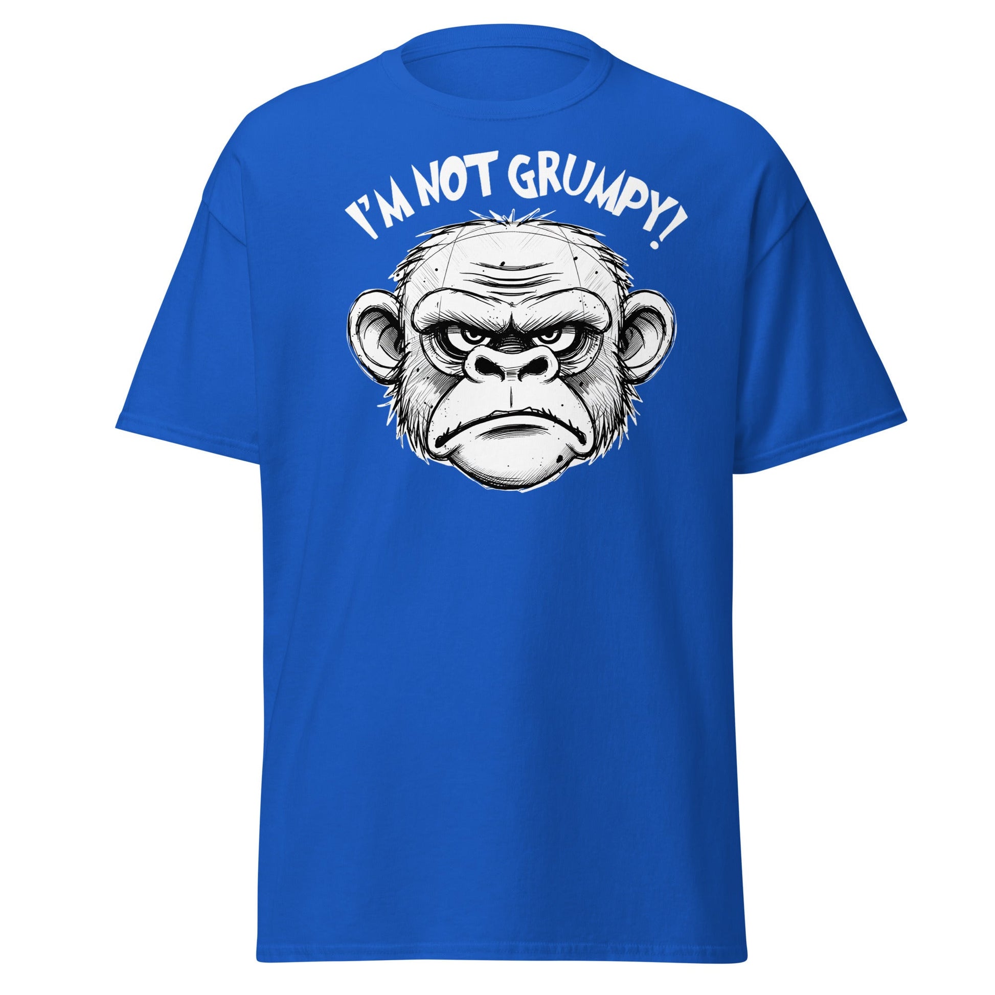 I'm Not Grumpy Monkey T-Shirt - Funny Sarcastic Ape Tee - Royal - T-Shirts Online