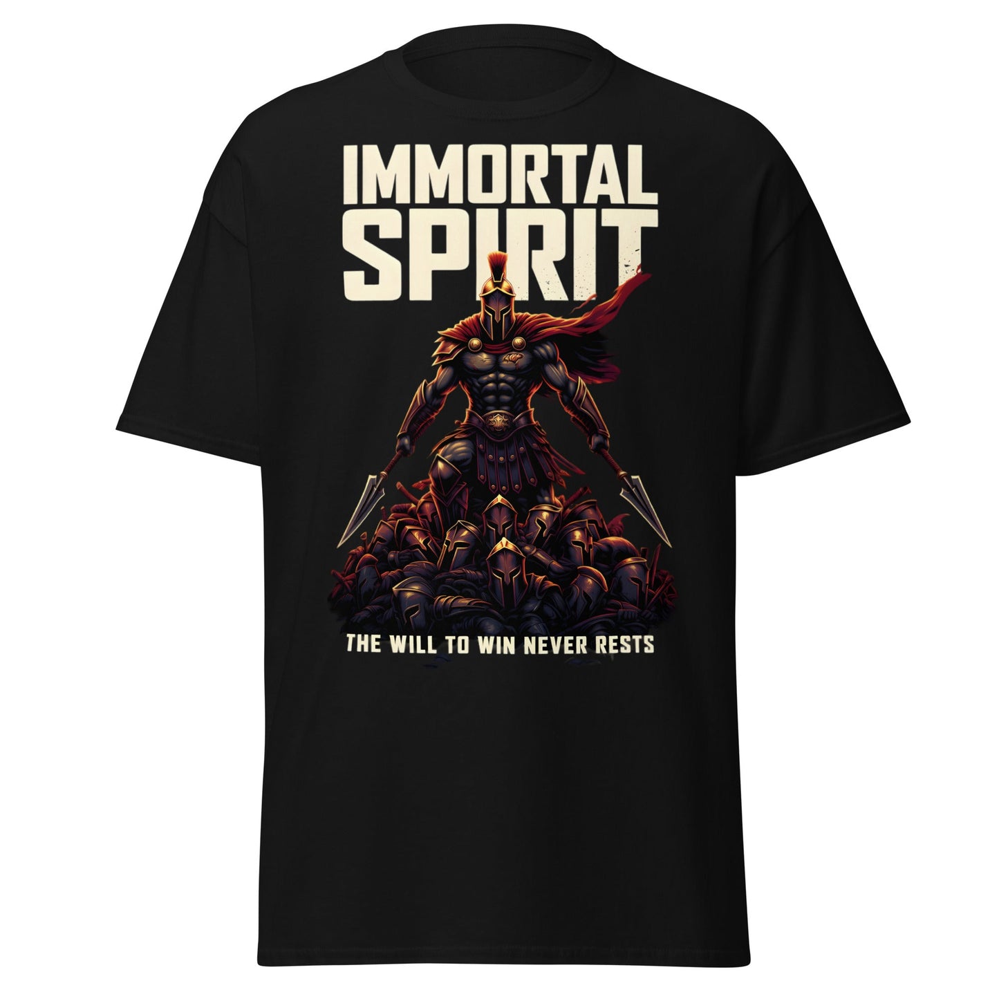 Immortal Spirit Spartan Warrior T-Shirt - Motivation Tee - Black - T-Shirts Online