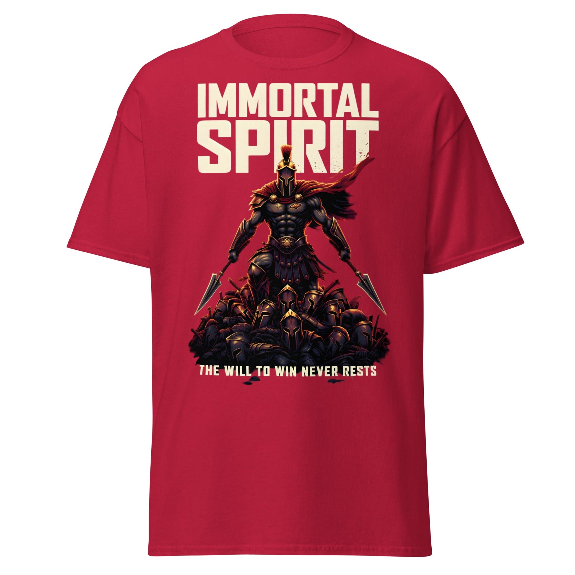 Immortal Spirit Spartan Warrior T-Shirt - Motivation Tee - Cardinal - T-Shirts Online