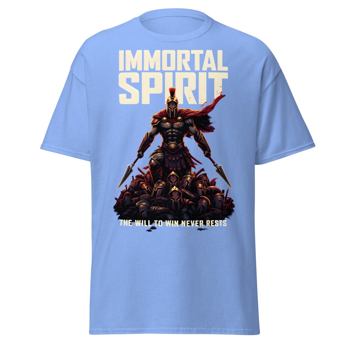 Immortal Spirit Spartan Warrior T-Shirt - Motivation Tee - Carolina Blue - T-Shirts Online