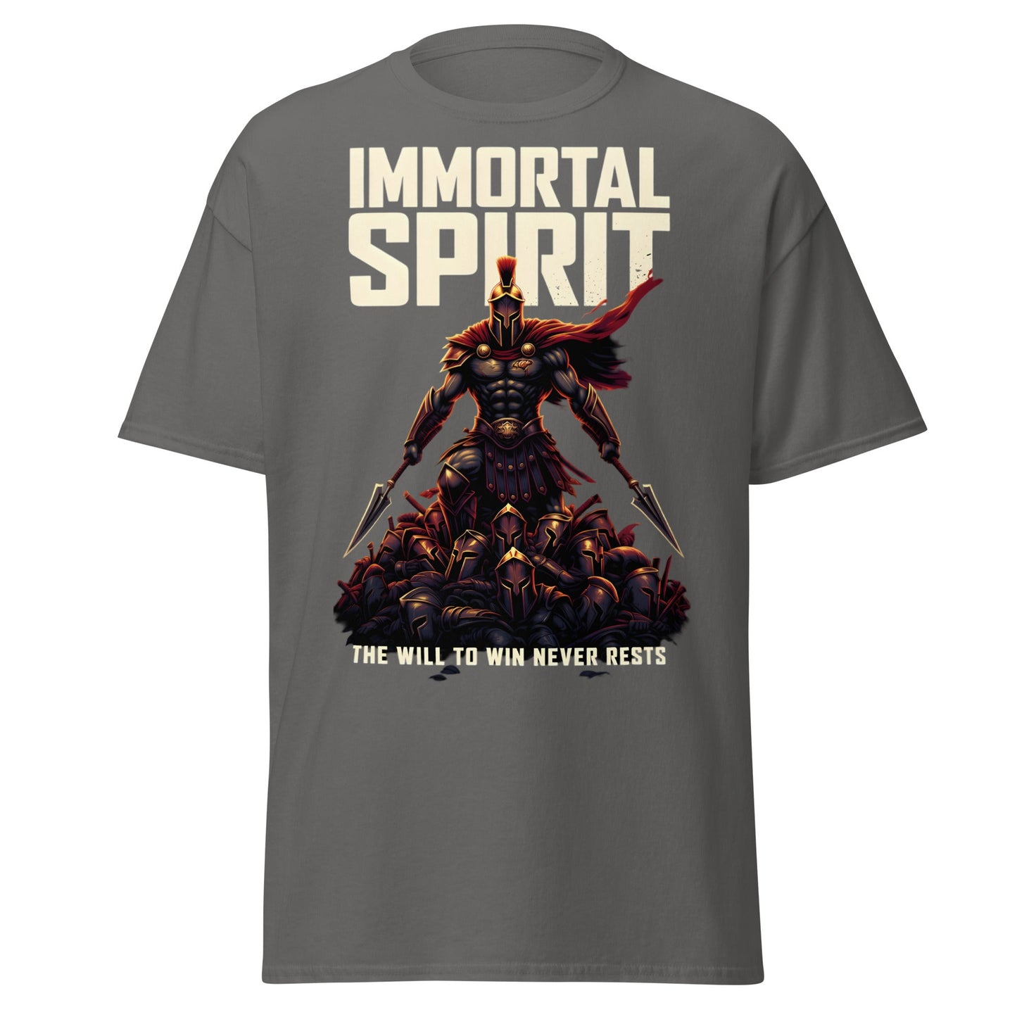 Immortal Spirit Spartan Warrior T-Shirt - Motivation Tee - Charcoal - T-Shirts Online