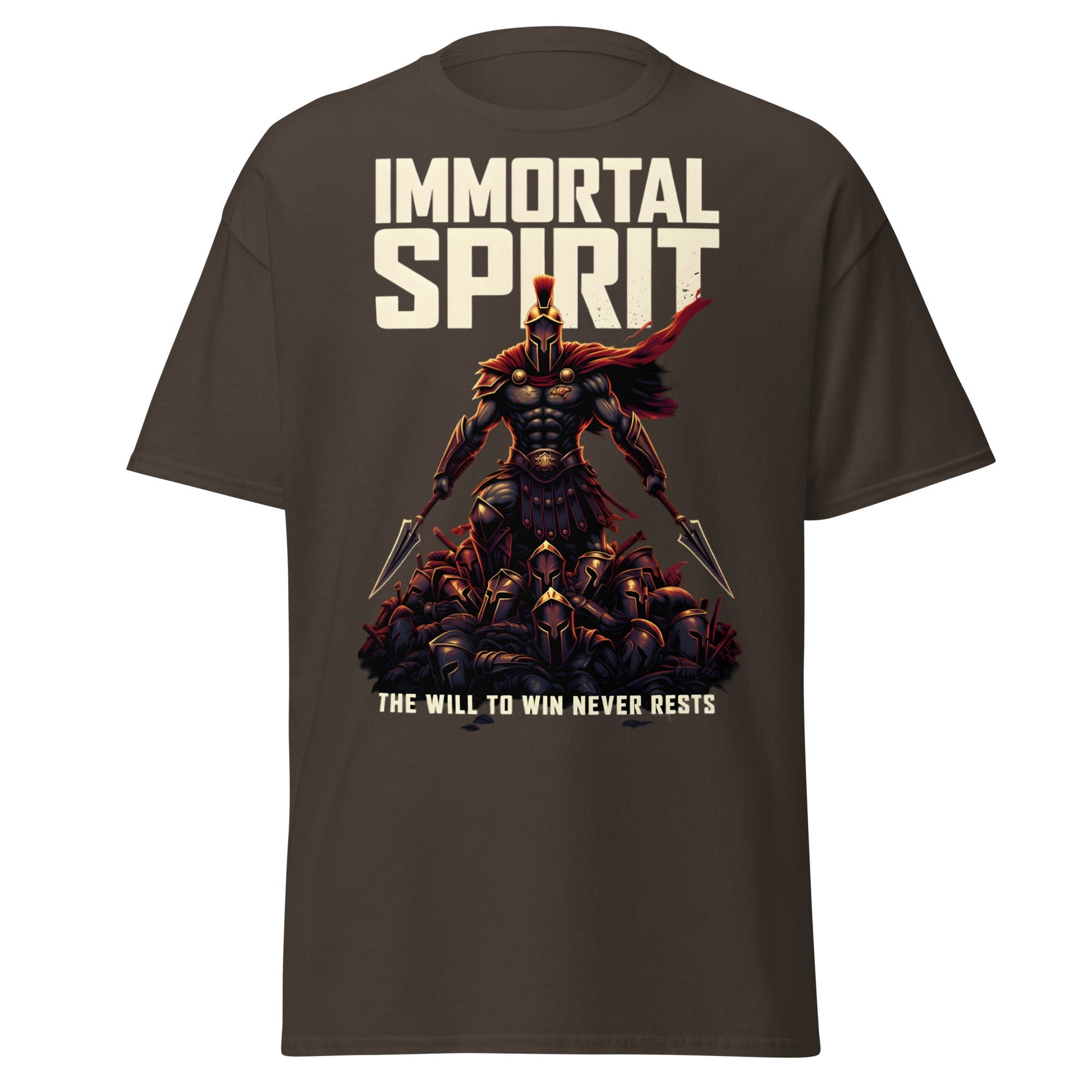 Immortal Spirit Spartan Warrior T-Shirt - Motivation Tee - Dark Chocolate - T-Shirts Online