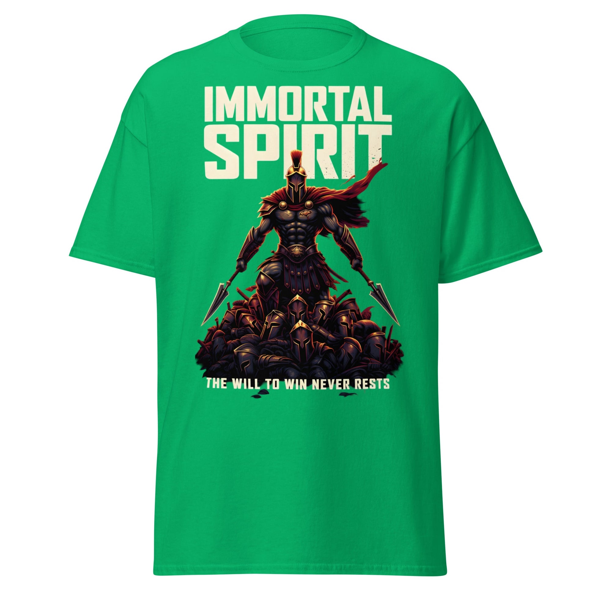 Immortal Spirit Spartan Warrior T-Shirt - Motivation Tee - Irish Green - T-Shirts Online