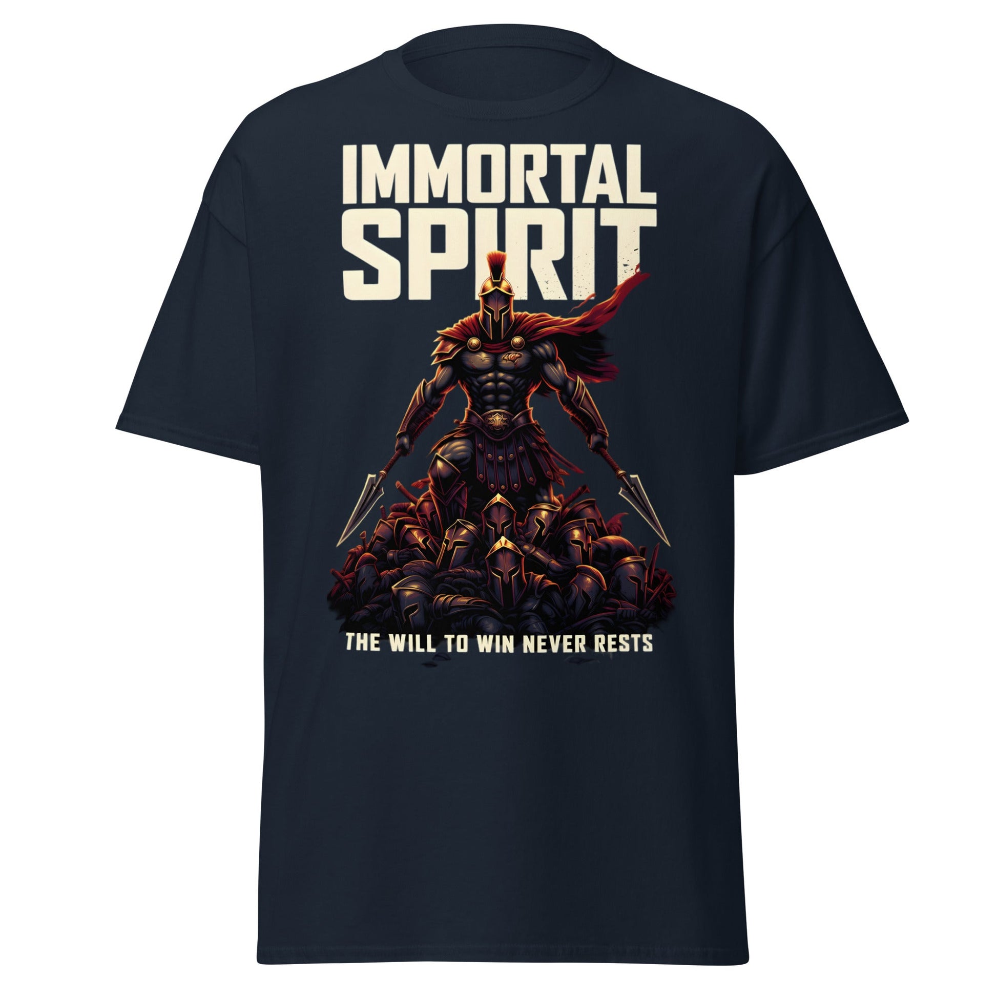 Immortal Spirit Spartan Warrior T-Shirt - Motivation Tee - Navy - T-Shirts Online