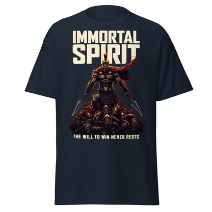 Immortal Spirit Spartan Warrior T-Shirt - Motivation Tee - Navy - T-Shirts Online