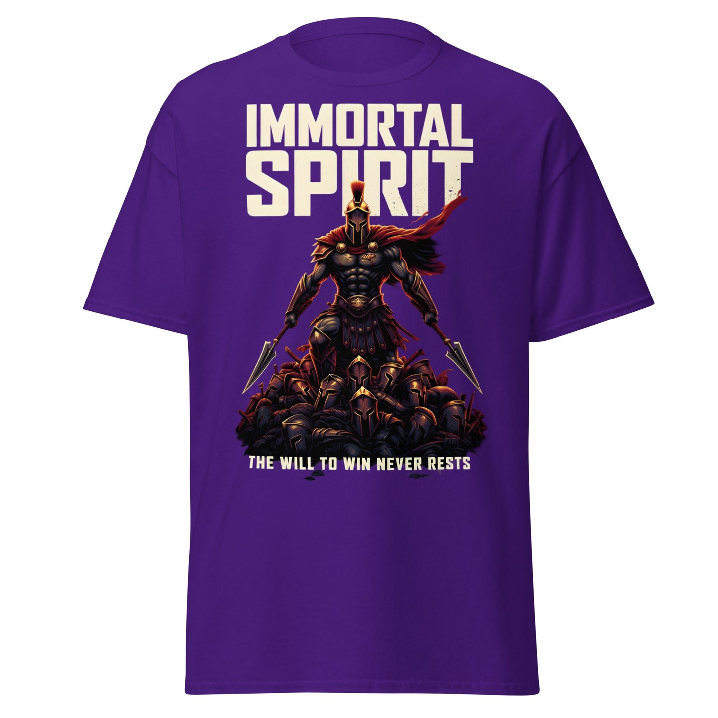 Immortal Spirit Spartan Warrior T-Shirt - Motivation Tee - Purple - T-Shirts Online