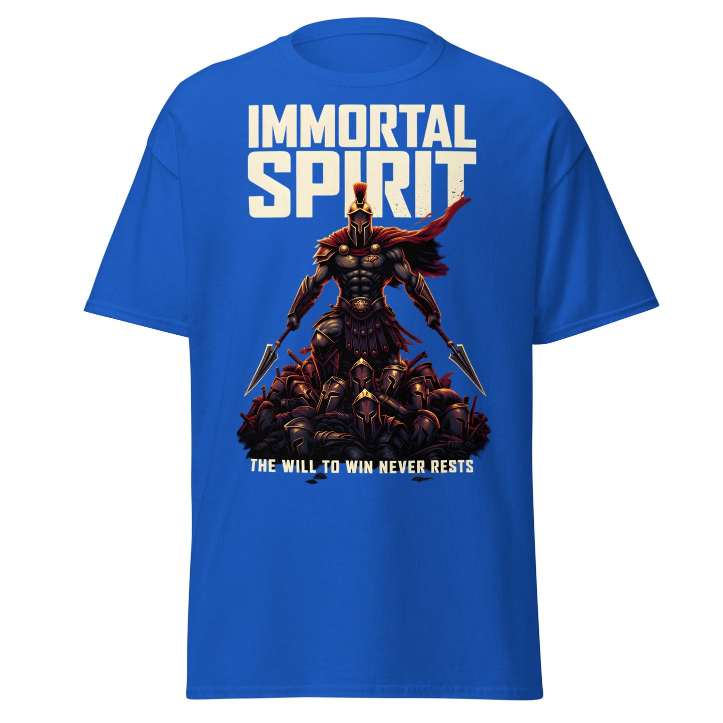 Immortal Spirit Spartan Warrior T-Shirt - Motivation Tee - Royal - T-Shirts Online