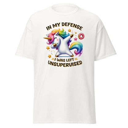 In My Defense | Unicorn T-Shirt - White - T-Shirts Online