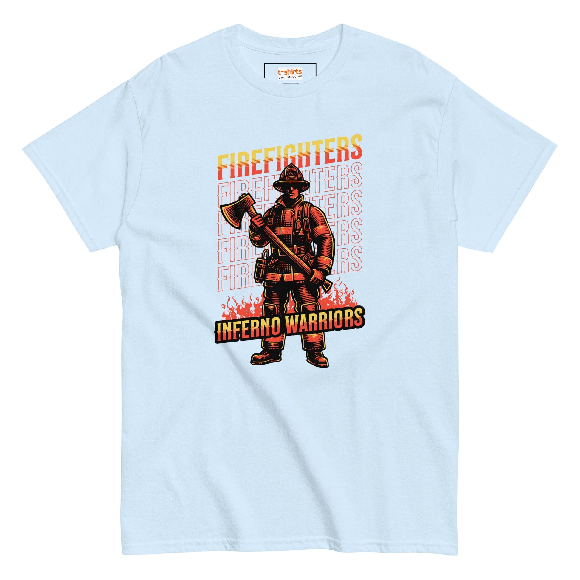 Inferno Warriors T-Shirt | Fireman Tee - Light Blue - T-Shirts Online