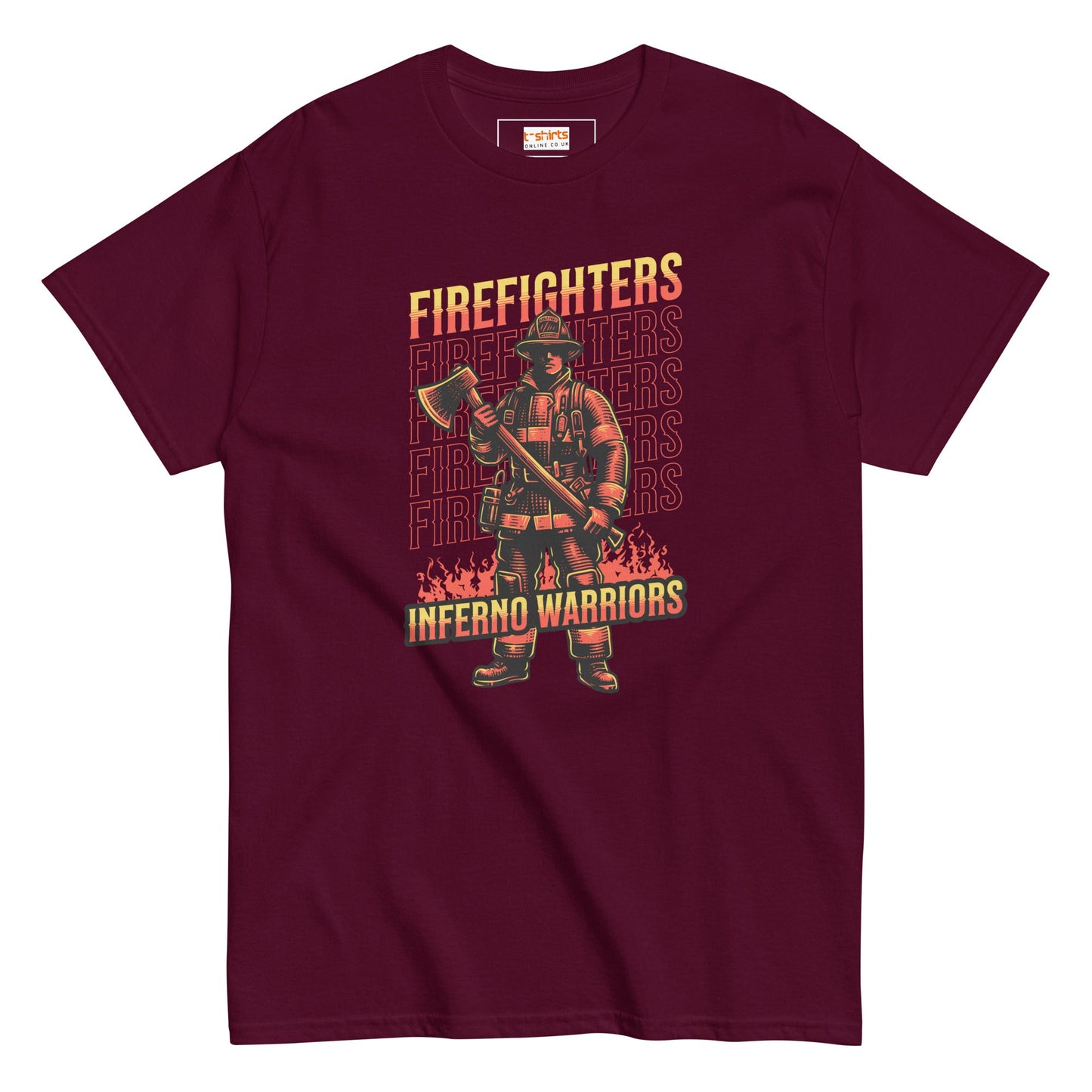 Inferno Warriors T-Shirt | Fireman Tee - Maroon - T-Shirts Online
