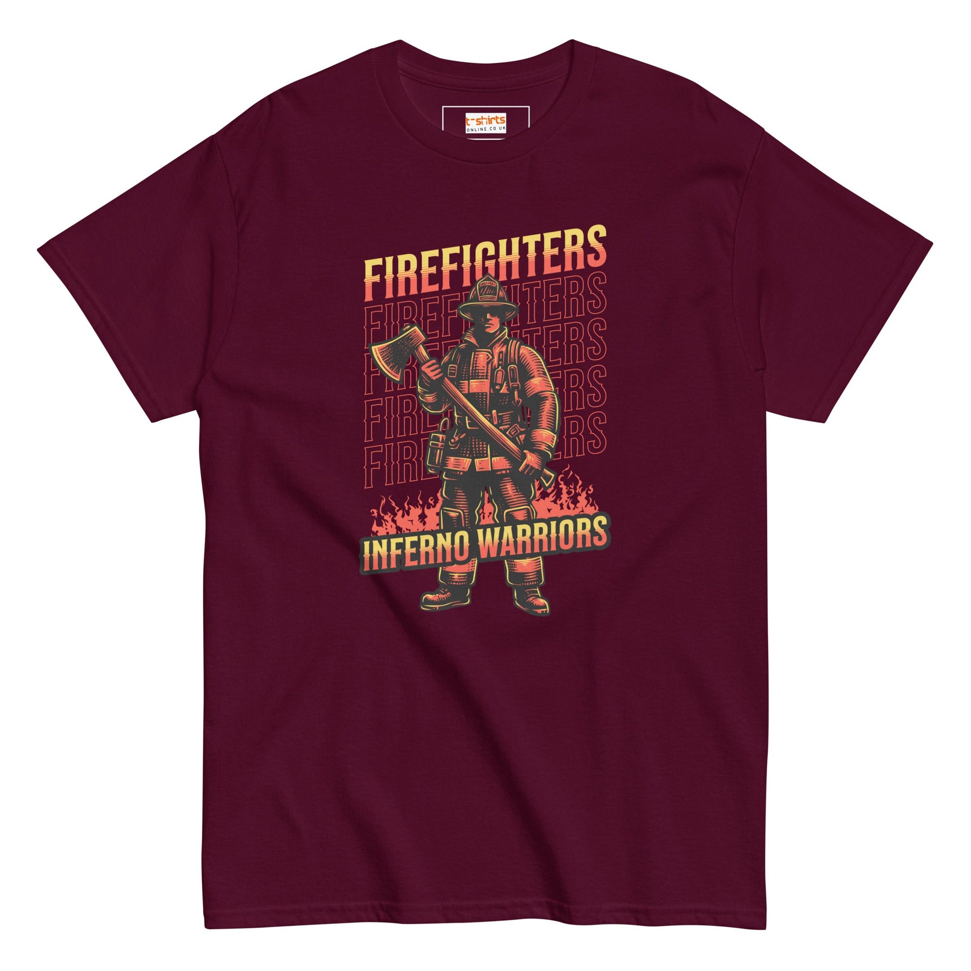 Inferno Warriors T-Shirt | Fireman Tee - Maroon - T-Shirts Online