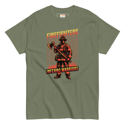 Inferno Warriors T-Shirt | Fireman Tee - Military Green - T-Shirts Online