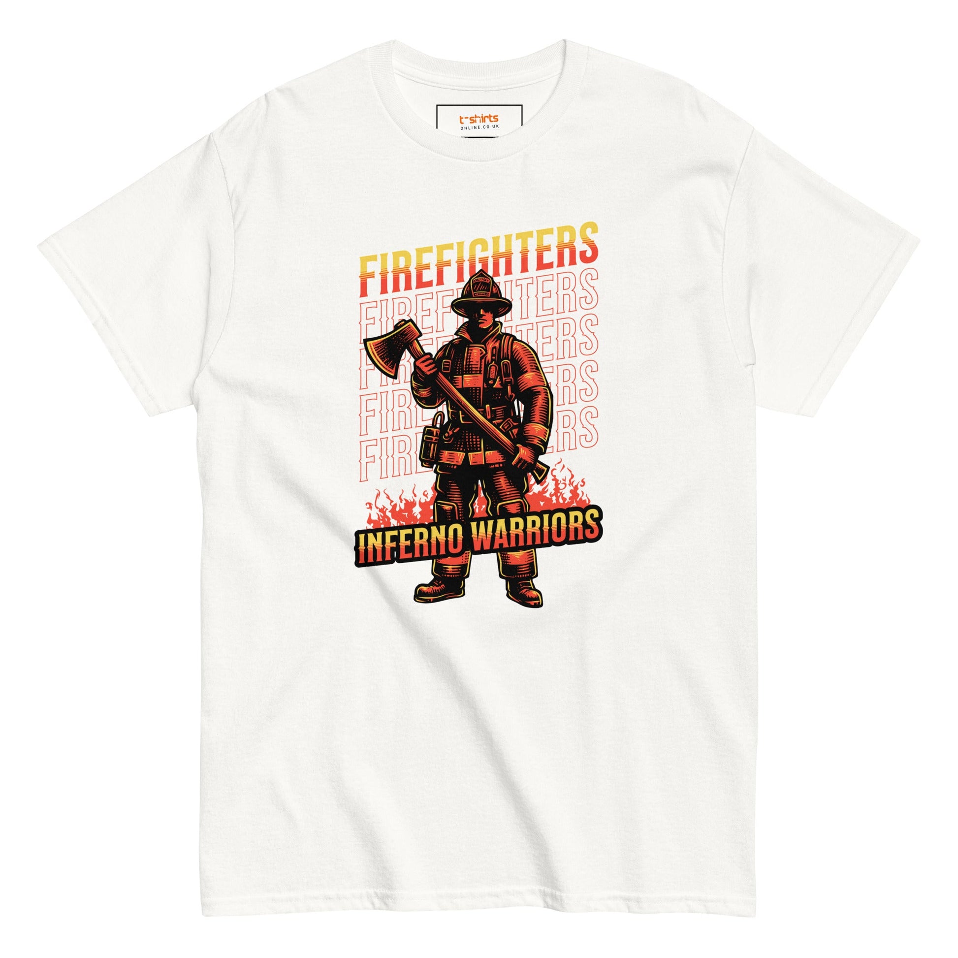 Inferno Warriors T-Shirt | Fireman Tee - White - T-Shirts Online