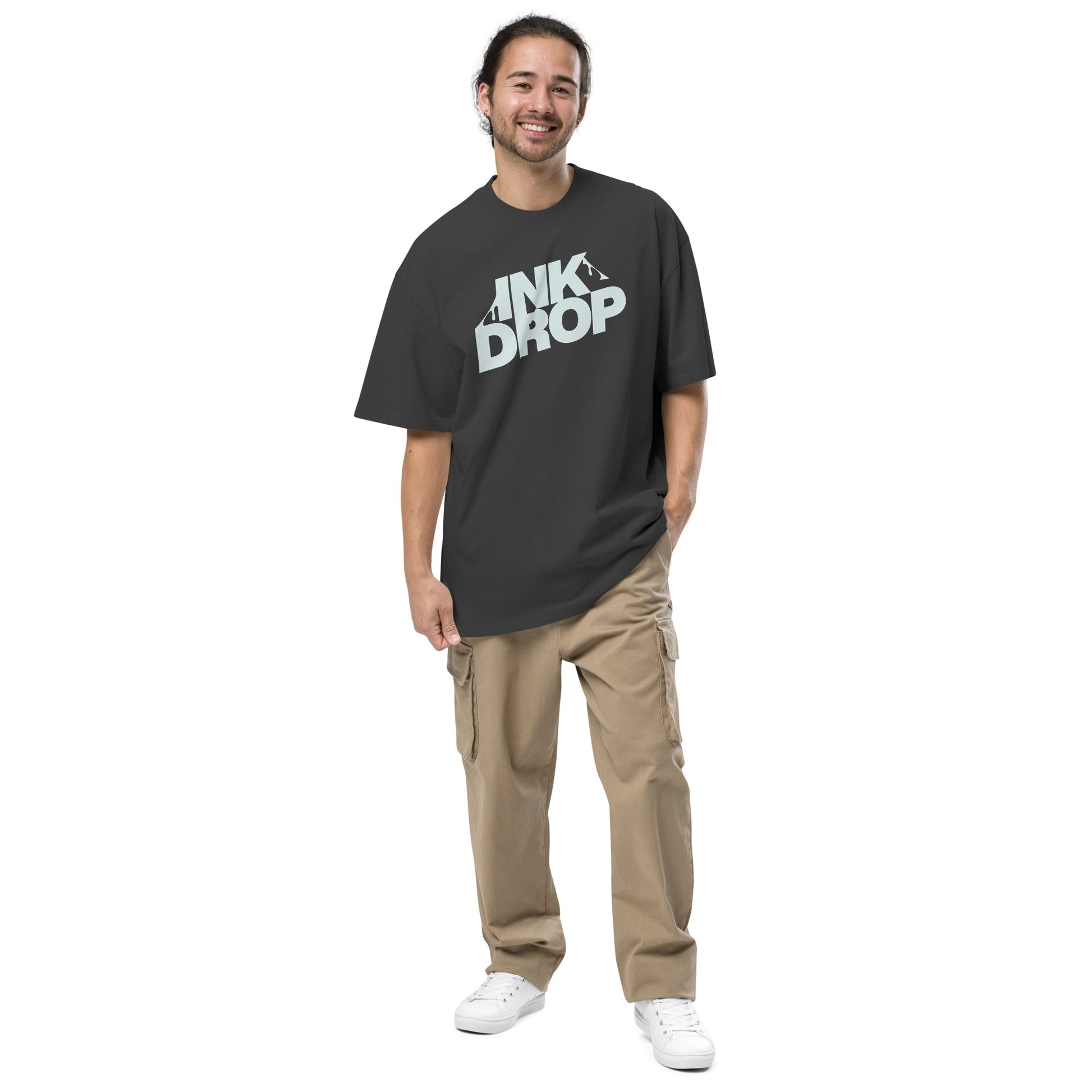 Ink Drop T-Shirt | Oversized Urban Faded Tee - Faded Black - T-Shirts Online