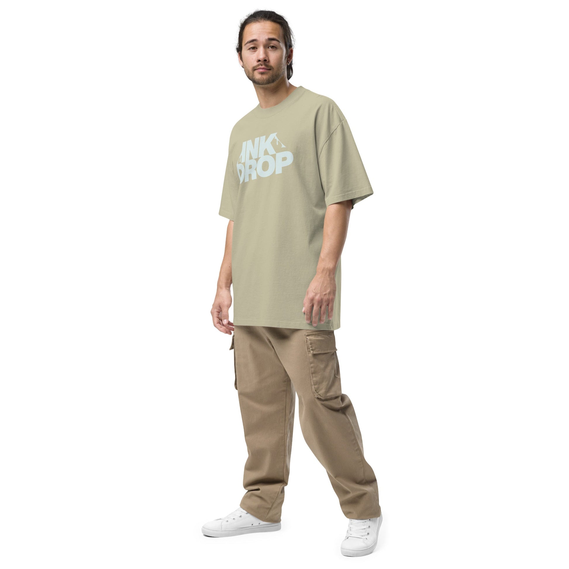 Ink Drop T-Shirt | Oversized Urban Faded Tee - Faded Eucalyptus - T-Shirts Online