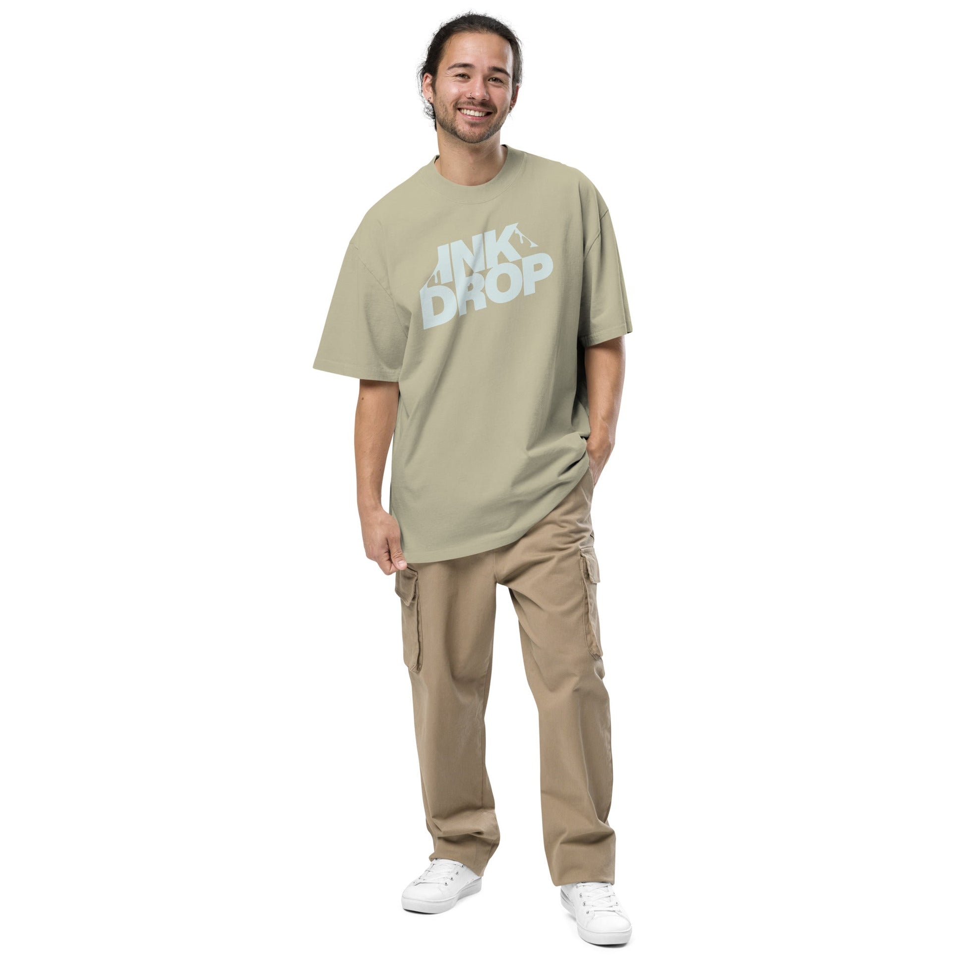Ink Drop T-Shirt | Oversized Urban Faded Tee - Faded Eucalyptus - T-Shirts Online