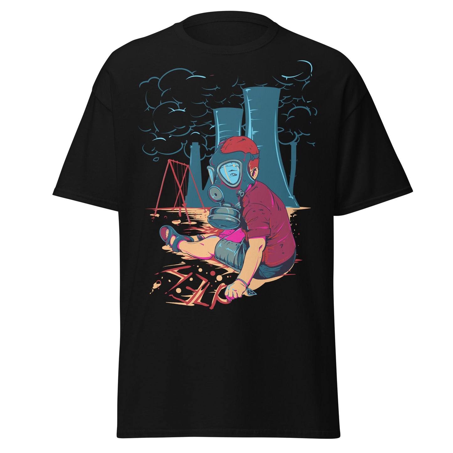 Innocence Lost: Child in Gas Mask T-Shirt - Black - T-Shirts Online