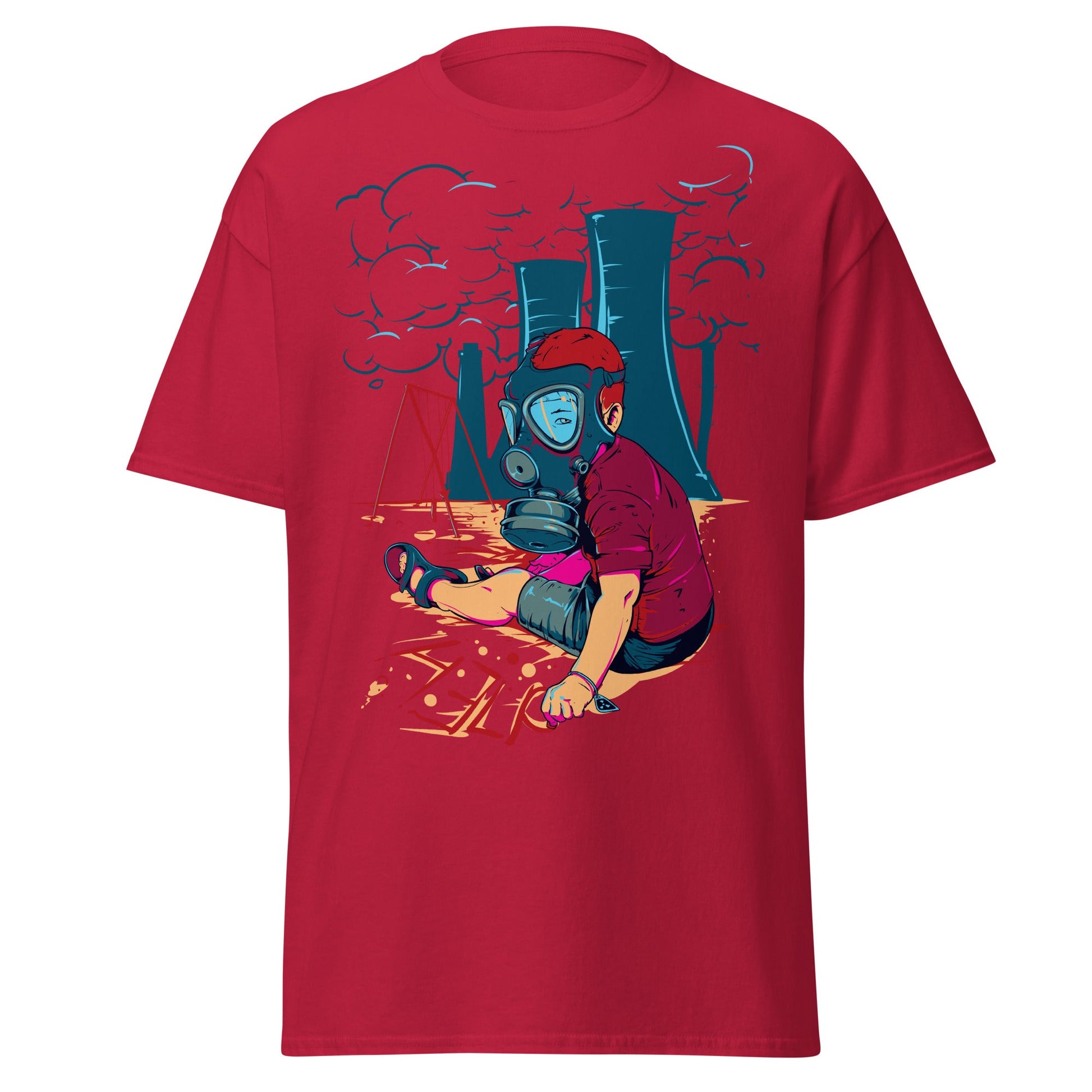 Innocence Lost: Child in Gas Mask T-Shirt - Cardinal - T-Shirts Online
