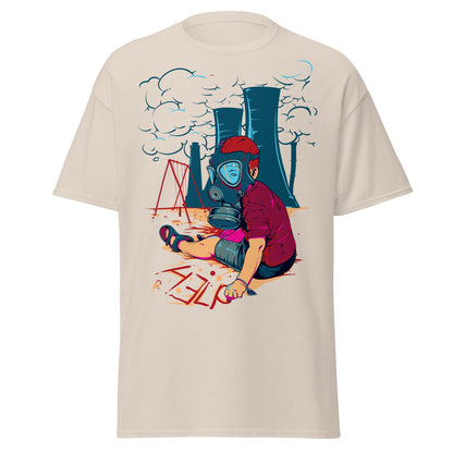 Innocence Lost: Child in Gas Mask T-Shirt - Natural - T-Shirts Online