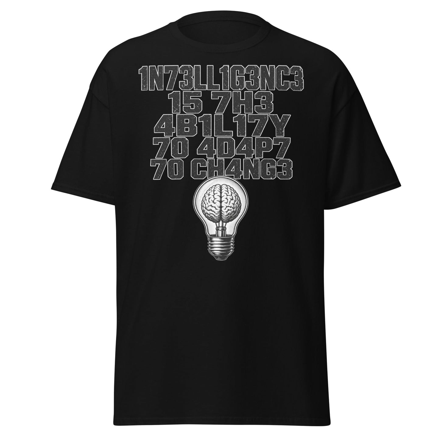 Intelligence Adapt to Change Leetspeak T-Shirt - Black - T-Shirts Online