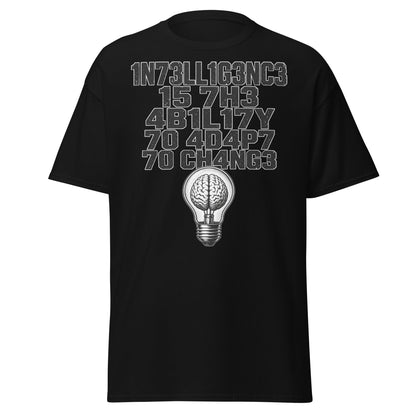 Intelligence Adapt to Change Leetspeak T-Shirt - Black - T-Shirts Online