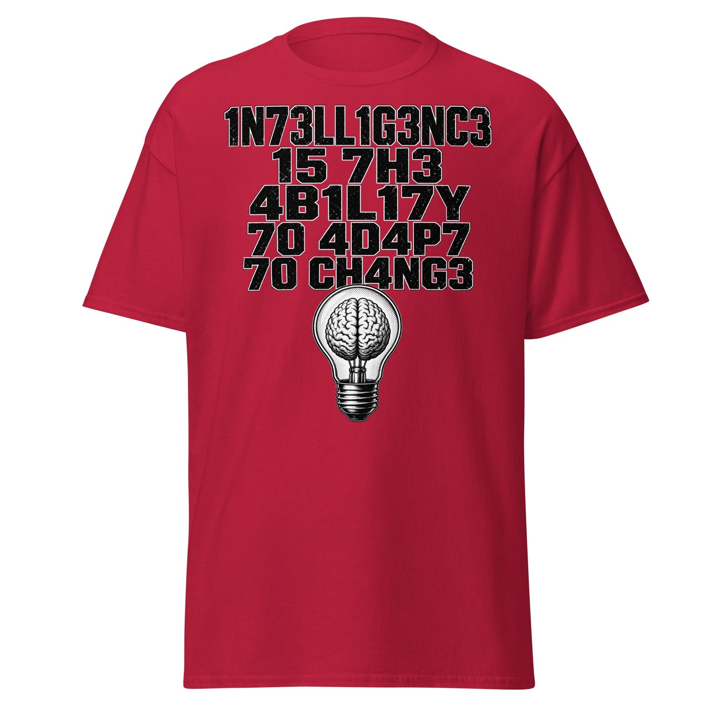 Intelligence Adapt to Change Leetspeak T-Shirt - Cardinal - T-Shirts Online