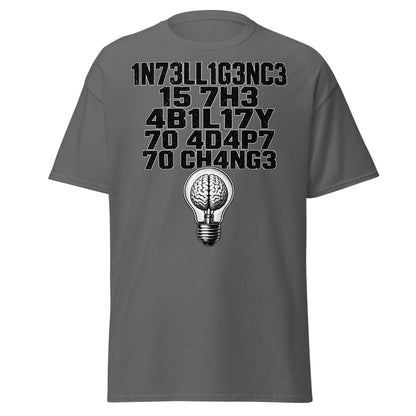 Intelligence Adapt to Change Leetspeak T-Shirt - Charcoal - T-Shirts Online