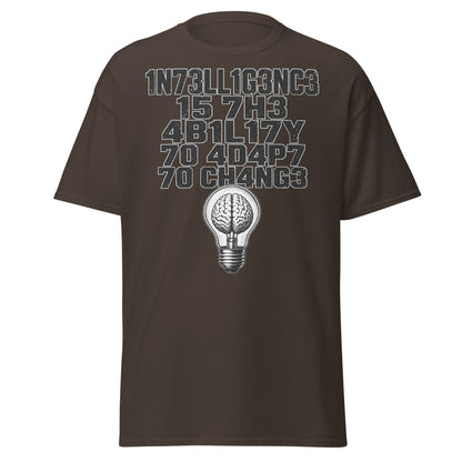Intelligence Adapt to Change Leetspeak T-Shirt - Dark Chocolate - T-Shirts Online