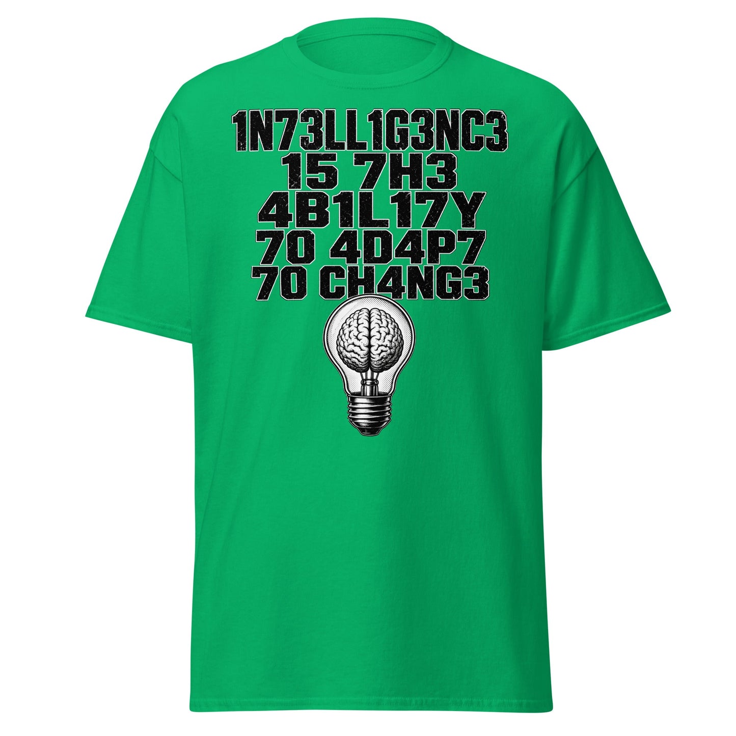 Intelligence Adapt to Change Leetspeak T-Shirt - Irish Green - T-Shirts Online