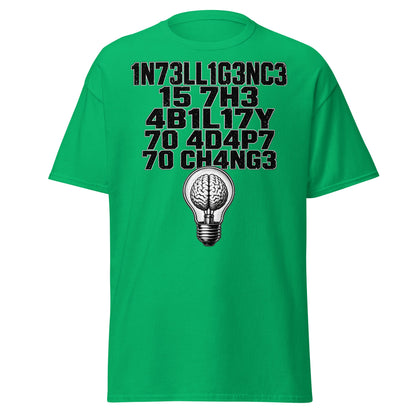 Intelligence Adapt to Change Leetspeak T-Shirt - Irish Green - T-Shirts Online
