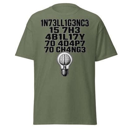 Intelligence Adapt to Change Leetspeak T-Shirt - Military Green - T-Shirts Online