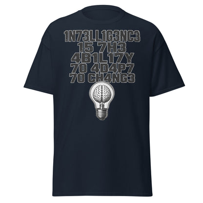 Intelligence Adapt to Change Leetspeak T-Shirt - Navy - T-Shirts Online
