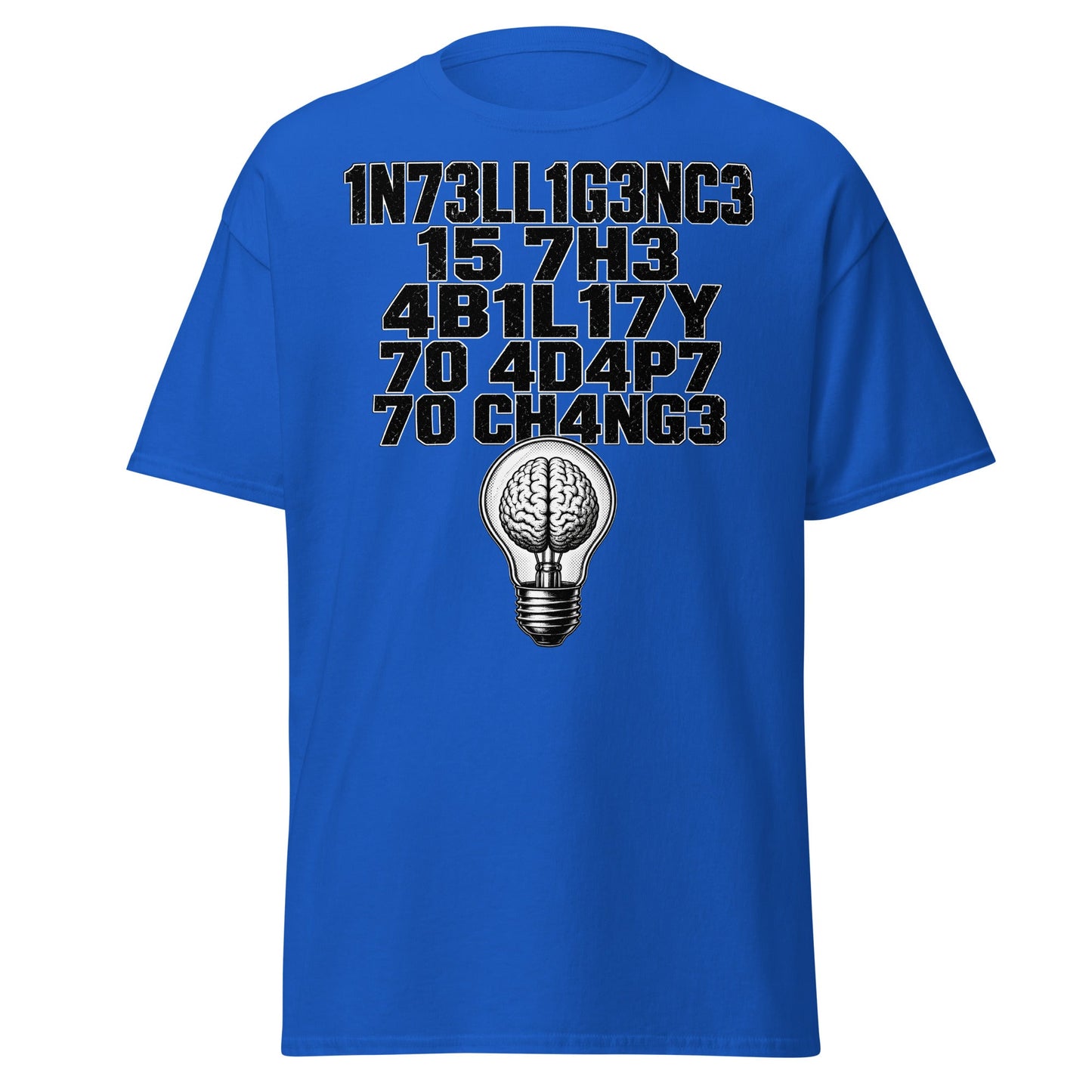 Intelligence Adapt to Change Leetspeak T-Shirt - Royal - T-Shirts Online