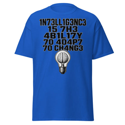 Intelligence Adapt to Change Leetspeak T-Shirt - Royal - T-Shirts Online