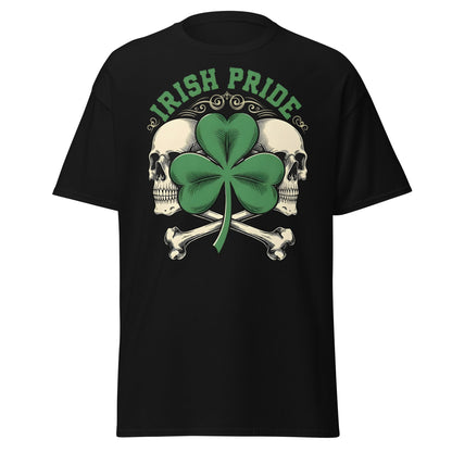 Irish Pride Skull and Shamrock T-Shirt | Celtic Edgy Tee - Black - T-Shirts Online