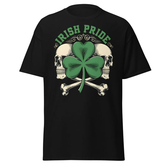 Irish Pride Skull and Shamrock T-Shirt | Celtic Edgy Tee - Black - T-Shirts Online