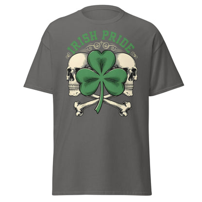 Irish Pride Skull and Shamrock T-Shirt | Celtic Edgy Tee - Charcoal - T-Shirts Online