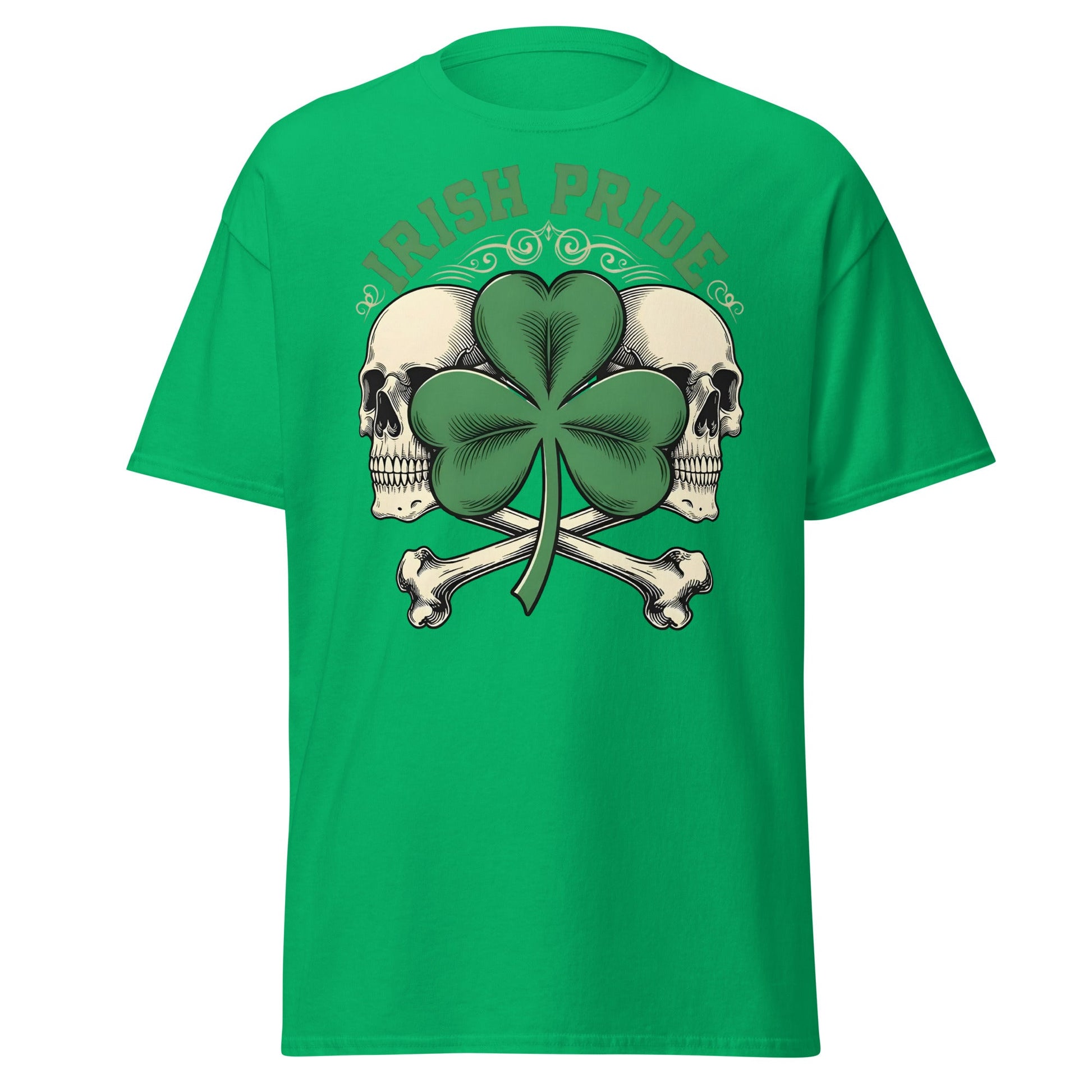 Irish Pride Skull and Shamrock T-Shirt | Celtic Edgy Tee - Irish Green - T-Shirts Online