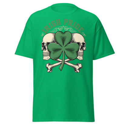 Irish Pride Skull and Shamrock T-Shirt | Celtic Edgy Tee - Irish Green - T-Shirts Online