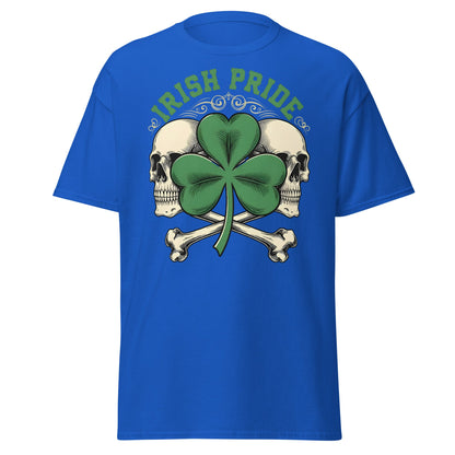 Irish Pride Skull and Shamrock T-Shirt | Celtic Edgy Tee - Royal - T-Shirts Online