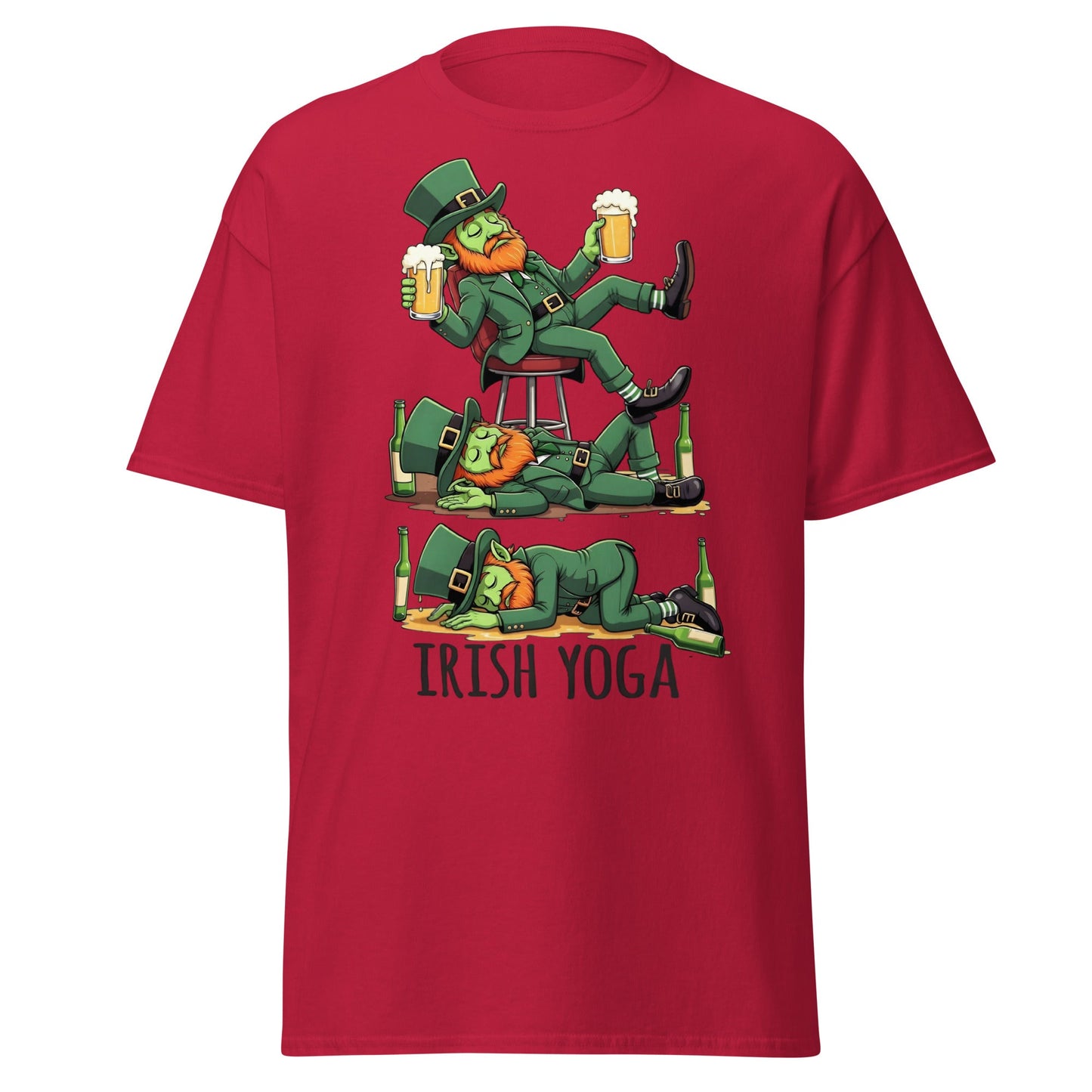 Irish Yoga T-Shirt – Funny Leprechaun St. Patrick’s Day Tee - Cardinal - T-Shirts Online