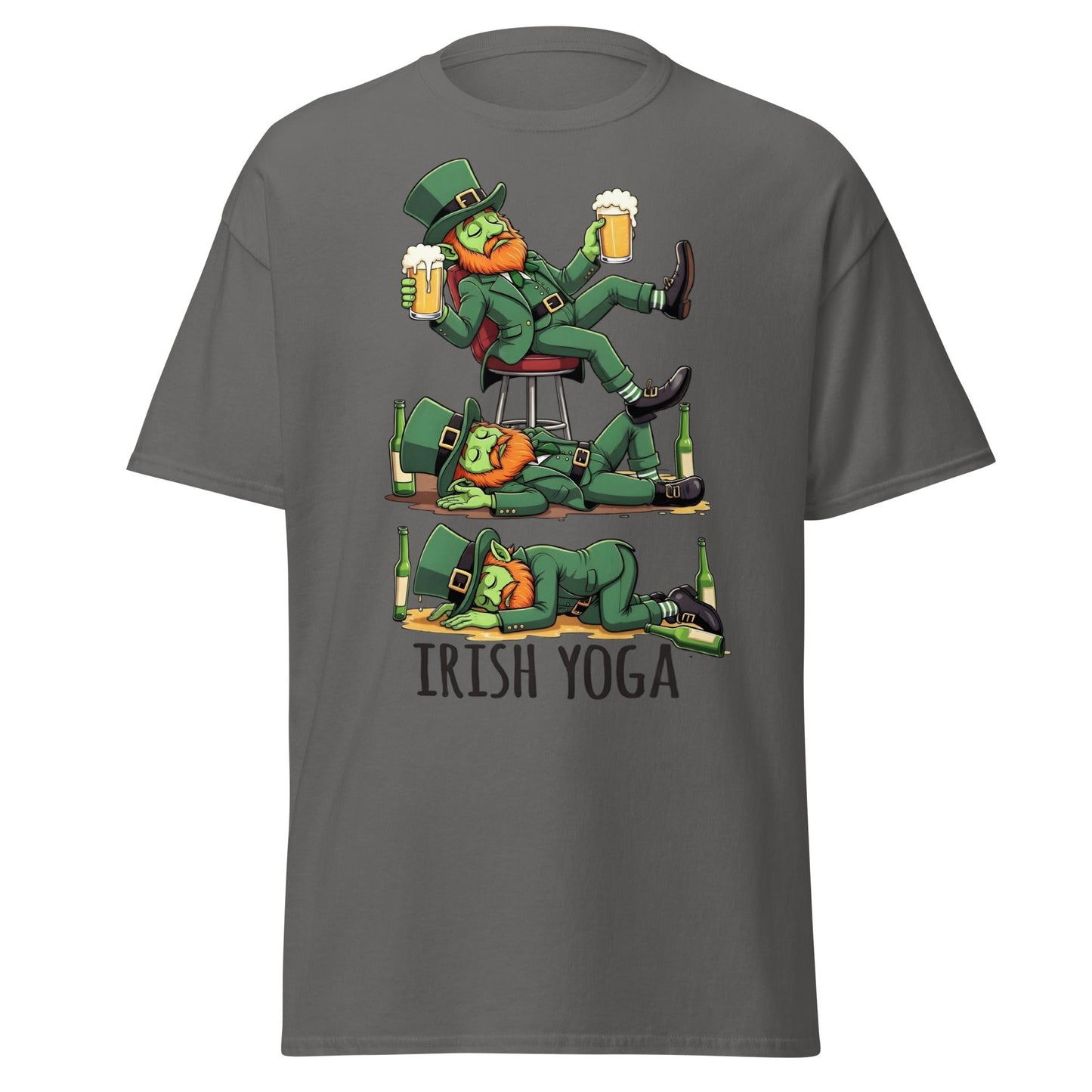 Irish Yoga T-Shirt – Funny Leprechaun St. Patrick’s Day Tee - Charcoal - T-Shirts Online