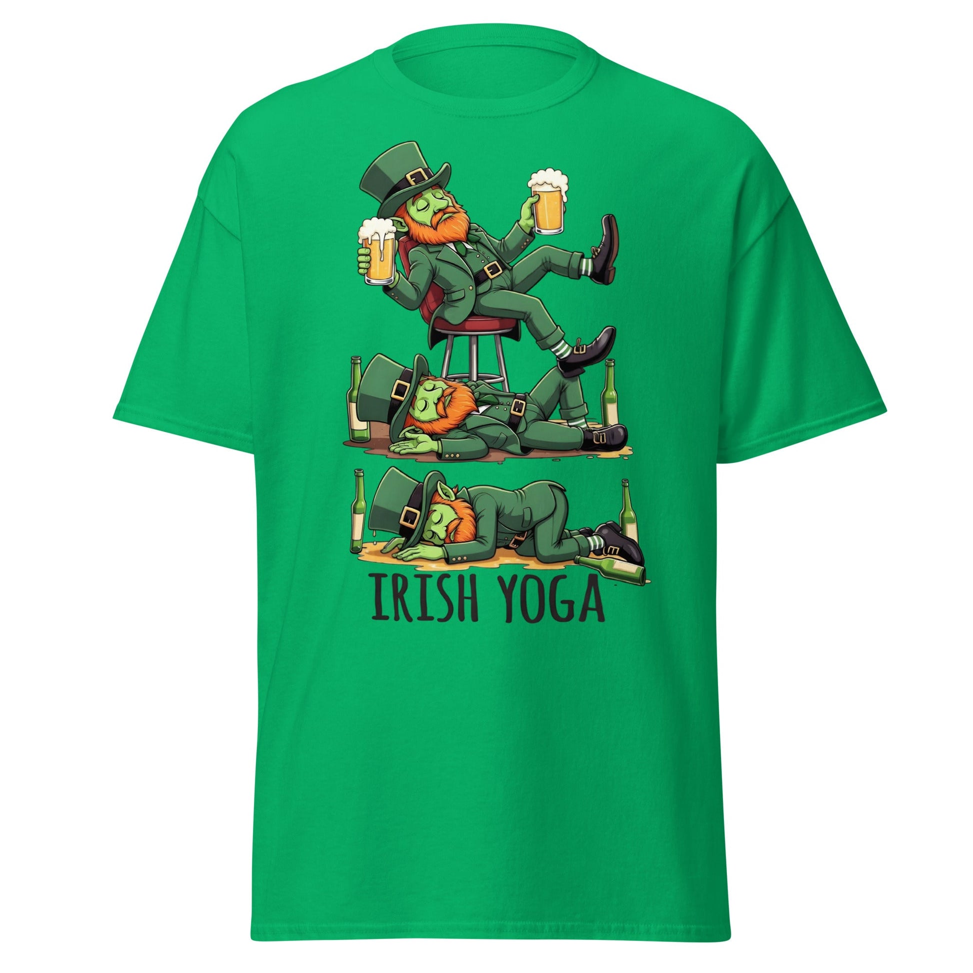 Irish Yoga T-Shirt – Funny Leprechaun St. Patrick’s Day Tee - Irish Green - T-Shirts Online