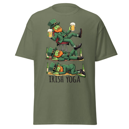 Irish Yoga T-Shirt – Funny Leprechaun St. Patrick’s Day Tee - Military Green - T-Shirts Online