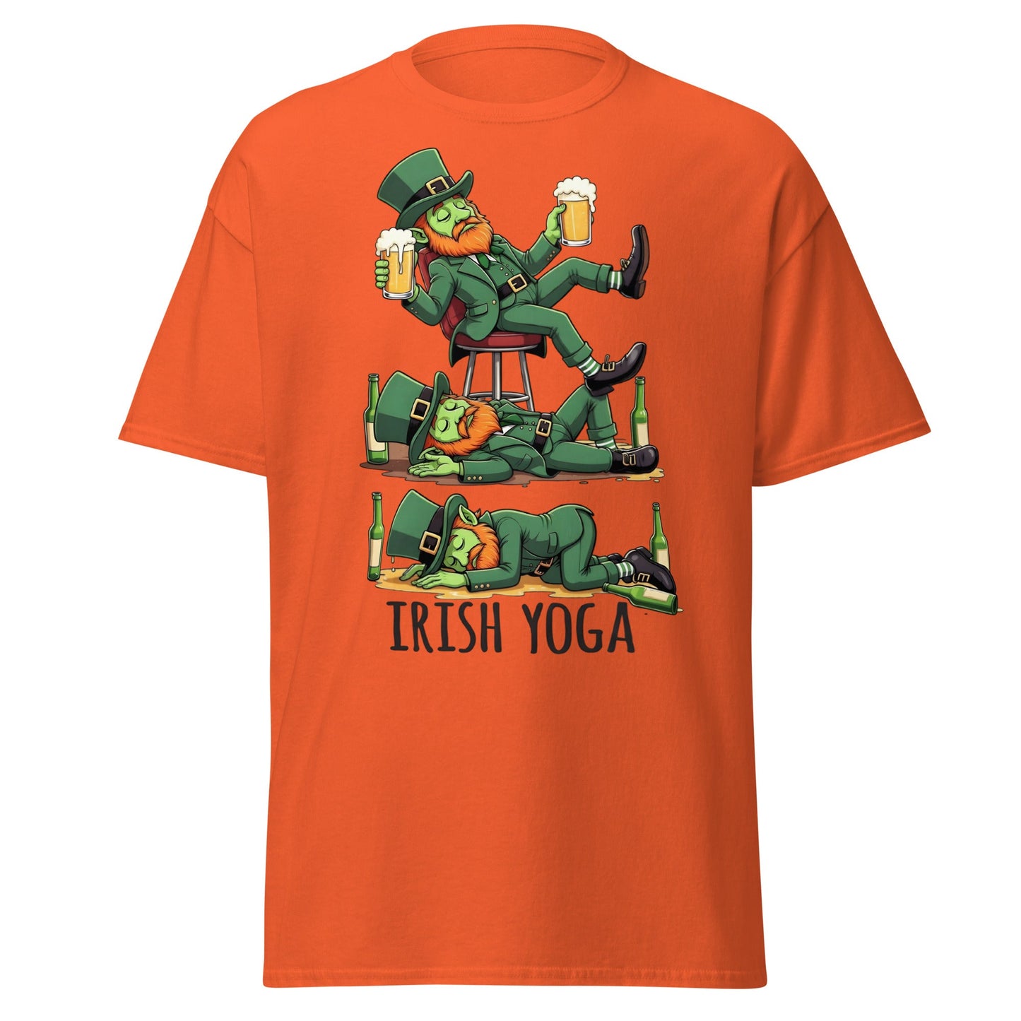Irish Yoga T-Shirt – Funny Leprechaun St. Patrick’s Day Tee - Orange - T-Shirts Online