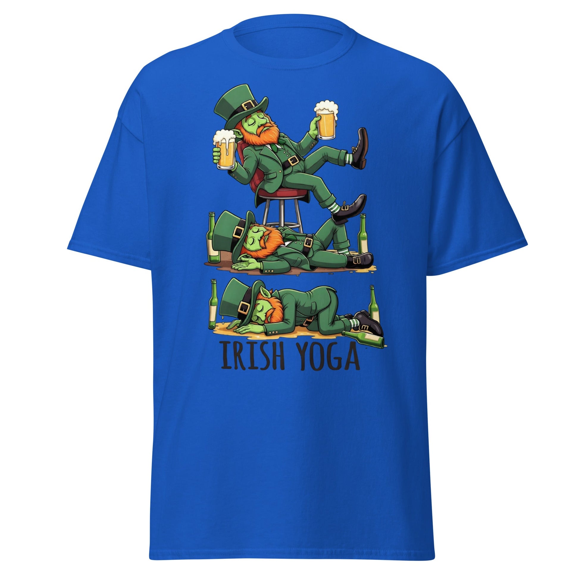 Irish Yoga T-Shirt – Funny Leprechaun St. Patrick’s Day Tee - Royal - T-Shirts Online